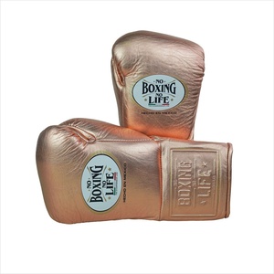 Gants de boxe personnalisés No Boxing No Life Championship Line Rose Gold MMA Sanda en cuir extensible avec fermeture à lacets antidérapants - Product Image 1