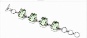 Green <b>Amethyst</b> Rectangle Cut 925 Sterling Silver Plated Chain & Link Classic Statement <b>Bracelet</b> - Product Image 2