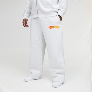 Pantalones Deportivos Blancos de Algodón para Hombre, Cintura Elástica, Corte Ancho Informal, Logotipo con Letras Estampadas en la Pierna Derecha, Ropa Urbana de Otoño - Product Image 1
