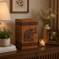 Urne funéraire en bois d'éléphant faite à la main et personnalisée - Style américain, écologique et durable, capacité de 200/220 pouces cubes