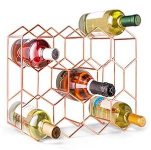 Porte-bouteilles en métal plaqué or rose pour bars à domicile, pubs, usage décoratif, support mural pour bouteilles de vin - Product Image 1