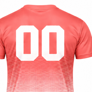 Coral and <b>White</b> Gradient Sublimation <b>T</b> <b>Shirt</b> Men Short Sleeve Crew Neck Custom Printed Sports Training Performance Athletic - Product Image 4