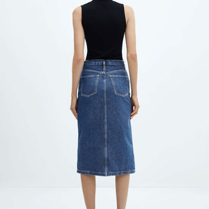 Wholesale Women Denim Skirts Breathable Casual <b>High</b> Quality 100% Cotton Natural <b>Knee</b>-Length Made in Pakistan - Product Image 2