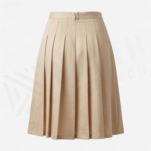 Falda Plisada hasta la Rodilla para Mujer, Color Sólido, Tejido de Tela, Cintura Regular, Estilo para Todas las Temporadas - Product Image 2