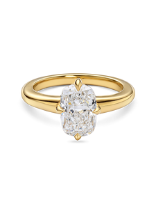 Bague de fiançailles solitaire taille coussin – Diamant de laboratoire avec griffes en forme de boussole, or blanc massif 14 carats, bagues de fiançailles de mariée - Product Image 3