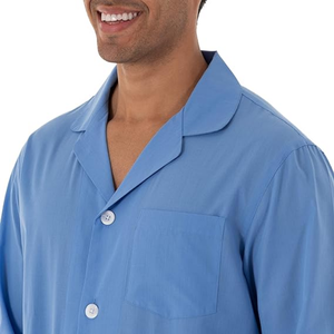Conjunto de pijama de algodón de manga larga para hombre, color azul cielo, suave, transpirable, duradero, venta al por mayor, ropa para el hogar, conjuntos de ropa de dormir para hombre - Product Image 4