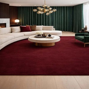 Solid Burgundy Area Rug Modern Hand Tufted Wool Rug Plush Soft Living Room Carpet Luxury Minimalist Bedroom <b>Floor</b> Rug Home Decor - Product Image 1