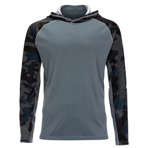 <b>Men's</b> Hooded Long Sleeve Camouflage Rash Guard Moisture Wicking Polyester Fishing Shirt All Seasons Slim Fit <b>Pullover</b> Top - Product Image 1
