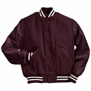 Chaqueta Varsity Roja para Hombre con Mangas Negras y Ribete a Rayas, Estilo Preppy, Chaqueta de Béisbol, Corte Regular, para Otoño - Product Image 4