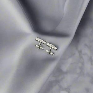 Premium <b>Silver</b> Ribbed Cufflinks for Men Elegant Formal Shirt Accessories | Business Wedding Gift OEM Wholesale Export India 2026 - Product Image 2