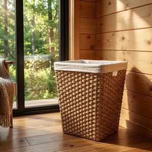 Natural Fiber <b>Storage</b> <b>Basket</b> Liner Woven Bin Handmade Tapered Hamper Balinese Artisan <b>Square</b> Tower Boho Laundry Home Decor Crate - Product Image 3