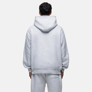 Men's Gray Hooded <b>Tracksuit</b> Full Length Solid Color Casual Sweatshirt and Pants Set Breathable 100% Cotton Loose Fit Autumn Wear - Product Image 2