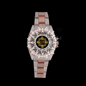 Montre personnalisable de luxe pour homme, style hip-hop, bracelet en acier inoxydable, cadran 41 mm, diamants Moissanite VVS mélangés, mouvement à quartz - Product Image 1