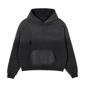 Sweat-shirt à capuche décontracté pour homme en coton molletonné uni, style vintage, épaules tombantes, effet délavé soleil - Product Image 5