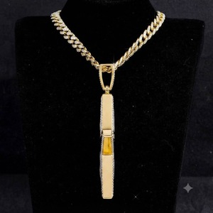 Collier pendentif étoile en alliage plaqué or avec cristaux de strass, style hip-hop, bijoux de mode pour hommes - Product Image 4