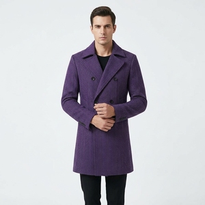 Double Breasted <b>Wool</b> <b>Long</b> Button Closure <b>Coat</b> New Thickened Woolen Lapel Notch Over <b>Coat</b> - Product Image 3