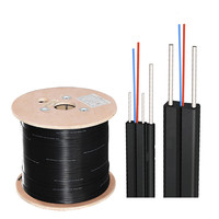 Cable de Fibra Óptica FTTH G657A de 2 Núcleos con Cubierta LSZH y Alambre de Acero GJXH GJYXCH para Interiores y Exteriores, 1KM por Rollo, Venta Directa de Fábrica