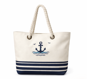 Bolsa de playa de lona de algodón de 12 oz con diseño de logotipo personalizado, asa de cuerda y colores personalizados, bolsas de calicó. - Product Image 1