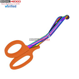 Ciseaux EMT 7,25 pouces, lames arc-en-ciel avec manche orange, acier inoxydable allemand, ciseaux utilitaires EMT, bandage de traumatisme, paramédical - Product Image 4
