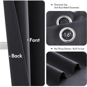 Tende Oscuranti Termoisolanti Grigio Scuro da 63 Pollici per Camera da Letto e Soggiorno, 2 Pannelli con Occhielli, Tende Oscuranti Solide - Product Image 2