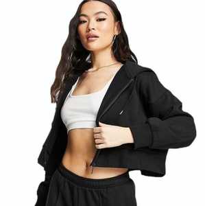 Blouson court d'hiver pour femme, à capuche, zippé, style Letterman, 100% Coton, Écologique, Respirant, Teint en pièce, Coupe ample, Tendance - Product Image 1