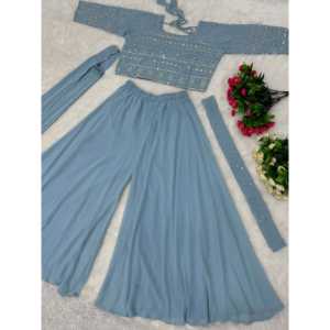 Ensemble de soirée pour femmes de créateur Choli et Sharara avec belle Dupatta - Product Image 4