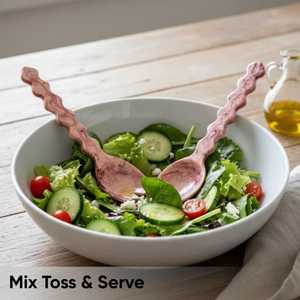 Juego de utensilios para ensalada de resina ámbar vintage – Cuchara y tenedor con mango texturizado - Product Image 1