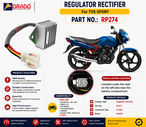 Régulateur redresseur TVS Victor GL GX GLX Fiero F2 TVS Sport Star Centra, qualité export pour pièces détachées de deux-roues Inde Orado - Product Image 6