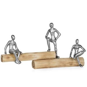 Modern Metal Abstract Human Figurine with Circular <b>Ring</b> Base - Decorative Yoga Pose Sculpture for Home and Office Decor - Product Image 3