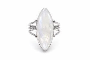 Natural Moonstone Marquise <b>Ring</b> Silver Plated Handmade Gemstone Statement <b>Ring</b> Boho Jewelry Wholesale for Women - Product Image 4
