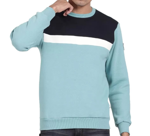 Sweat-shirt pour homme en coton mélangé respirant, style décontracté d'hiver, avec blocs de couleur - Product Image 4