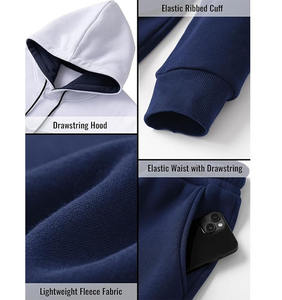 Survêtement en jean vintage pour homme, à capuche, uni, avec poches latérales, longueur cheville, fermeture à cordon, coupe ample, respirant, séchage rapide - Product Image 4