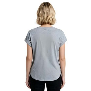 Gray Cap Sleeve T-<b>Shirt</b> With <b>Star</b> Print Loose Fit Crew Neck Casual Jersey 100% Cotton Breathable All Seasons - Product Image 2