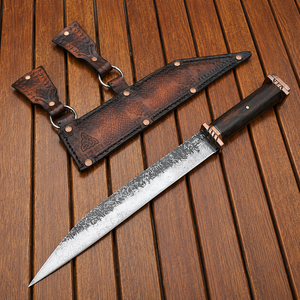 OEM Custom Forged Viking <b>Knife</b> High Carbon Steel Fixed Blade and Wood Handle Bushcraft Hunting <b>Knife</b> with Leather Sheath - Product Image 5