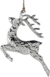 Adorno navideño vintage de hojalata galvanizada estampada, con silueta de árbol de Navidad en capas y detalles repujados de estrellas. - Product Image 3