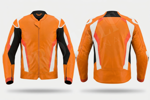 แจ็คเก็ตมอเตอร์ไซค์หนังแท้สีพื้นเรียบ พร้อมแผ่นสะท้อนแสงเพื่อความปลอดภัย  ใส่สบาย  รับสกรีนโลโก้ตามสั่ง - Product Image 3