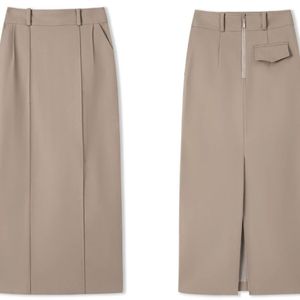 Jupe crayon blanche taille haute CV941, longueur cheville, fente latérale, respirante, décontractée, pour le bureau et les trajets quotidiens, pour femme - Product Image 5