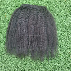 New Arrival 100% Human Virgin Remy Hair Bundles Indonesian Natural Kinky Straight Yaki Texture Double Weft Top Grade Premium - Product Image 2