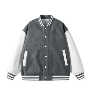 Chaqueta universitaria de lana para hombre con cuello alto con parche bordado personalizado-Método de tejido de ganchillo-Venta al por mayor - Product Image 2