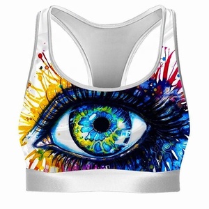 Top Deportivo de Entrenamiento con Impresión por Sublimación, Color Completo, con Relleno en el Pecho, Espalda Cruzada sin Tirantes, para Mujer, Fitness y Deportes - Product Image 1