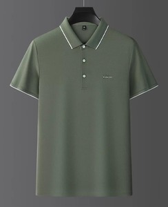 Nouveau Polo d'été décontracté pour homme en coton à manches courtes, motif uni, col rabattu, brodé, en tissu tricoté - Product Image 3