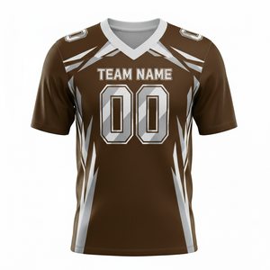 Maillot de football américain personnalisé pour adultes, manches courtes, respirant, option grande taille, devant 100% polyester, col en V - Product Image 3