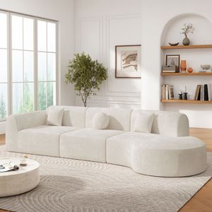 Divano Sezionale Curvo Moderno da 140 Pollici, Set da 3 Pezzi Completamente Assemblato con Chaise Longue in Spugna ad Alta Compressione per Soggiorno - Product Image 1