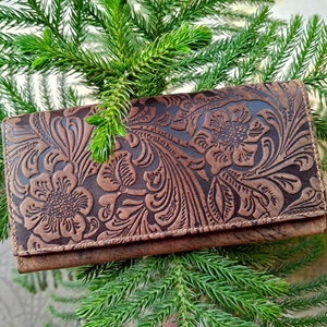 2026 New Arrival Hand Tooled Florals Carved 100% Genuine Leather Material Clutch <b>Wallet</b> Portable Bohemian Multi Card Slot <b>Wallet</b> - Product Image 1