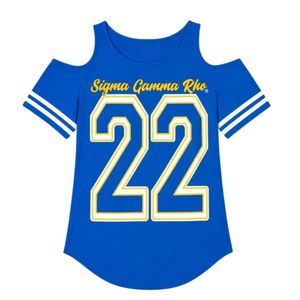 <b>Women</b> <b>Cold</b> <b>Shoulder</b> 22 Screen Printed Breathable T Shirt Short Sleeve Cutout Casual Fashion <b>Top</b> Custom Wholesale Ladies Apparel - Product Image 2