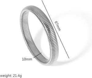 Gold Bangle <b>Bracelet</b> for Women Chunky <b>Stretch</b> <b>Bracelet</b> Stainless Steel Wide Chain Bangles Trendy Stackable Jewelry Gift - Product Image 4