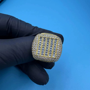 High Quality Iced VVS Diamond IGI Certified 14K Gold Plated <b>925</b> Sterling <b>Silver</b> Wedding Hip Hop Cocktail <b>Ring</b> OEM Supplier - Product Image 3