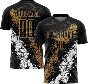 เสื้อฟุตบอลพิมพ์ลายดิจิตอลสีดำแบบกำหนดเองสำหรับผู้ใหญ่ แขนสั้น ยูนิเซ็กซ์ ผลิตจากโพลีเอสเตอร์ 100% คุณภาพสูง ระบายอากาศได้ดี - Product Image 6