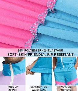 Conjunto para Hombre, Estilo Años 90, Bloques de Color, 2 Piezas, Chaqueta de Manga Corta y Pantalones Cortos Retro para Fiesta - Product Image 6