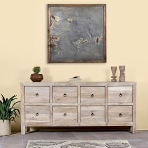 Commode en bois de récupération, rustique, faite à la main, finition naturelle, huit tiroirs, pour chambre et salon - Product Image 4